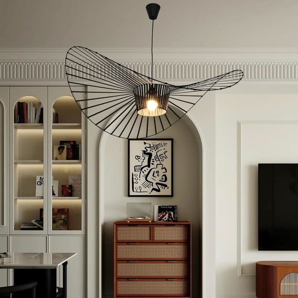 West Elm Other - New West Elm XL Modern Black Woven Boho Hanging Chandelier Light Fixture Pendant